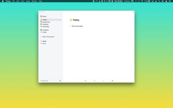 The newly released Mac application “Things” uses a too small font size.