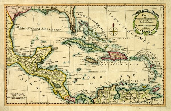 German map of the Gulf of Mexico from the 18th century.